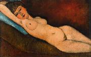Amedeo Modigliani Reclining Nude on a Blue Cushion (mk39) painting